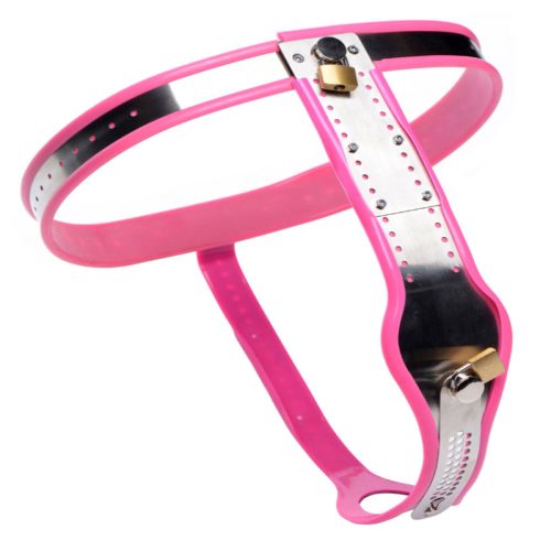 Stainless Steel Adjustable Female Chastity Belt - Pink - BDSM Gear