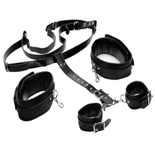 Deluxe Thigh Sling Harness With Wrist Cuffs - Bondage Play