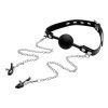 Silicone Ball Gag with Nipple Clamps - Gags