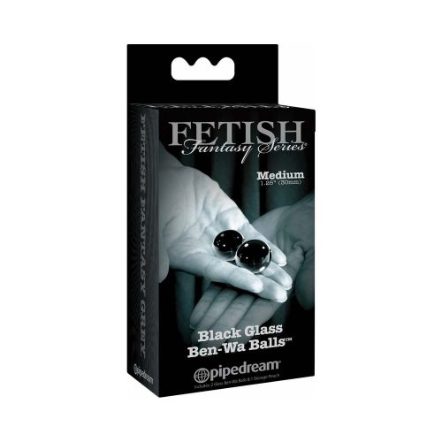 Pipedream Fetish Fantasy Series Limited Edition Black Glass Ben-Wa Balls Medium - Medical Play