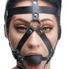 Leather Head Harness with Ball Gag - Gags