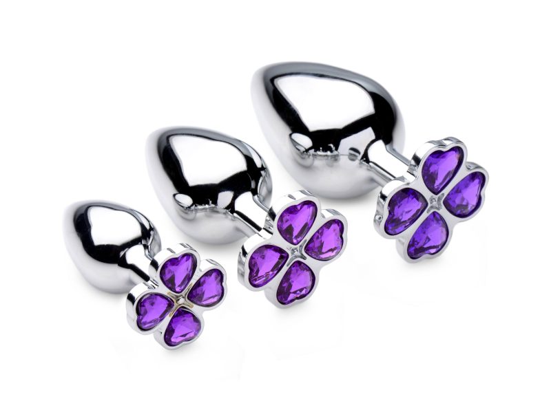 Flower Hearts Anal Plugs - Jeweled Metal Training Set - Sex Toys