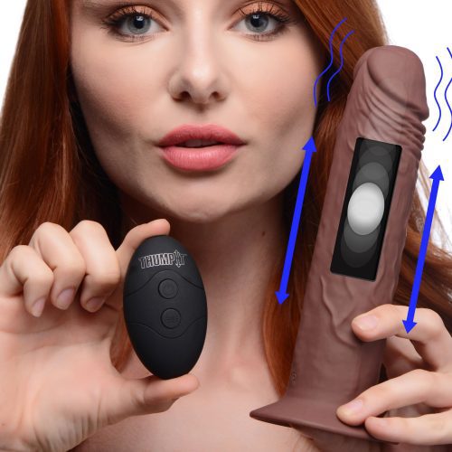 Remote Control Vibrating and Thumping Dildo - Brown - Sex Toys