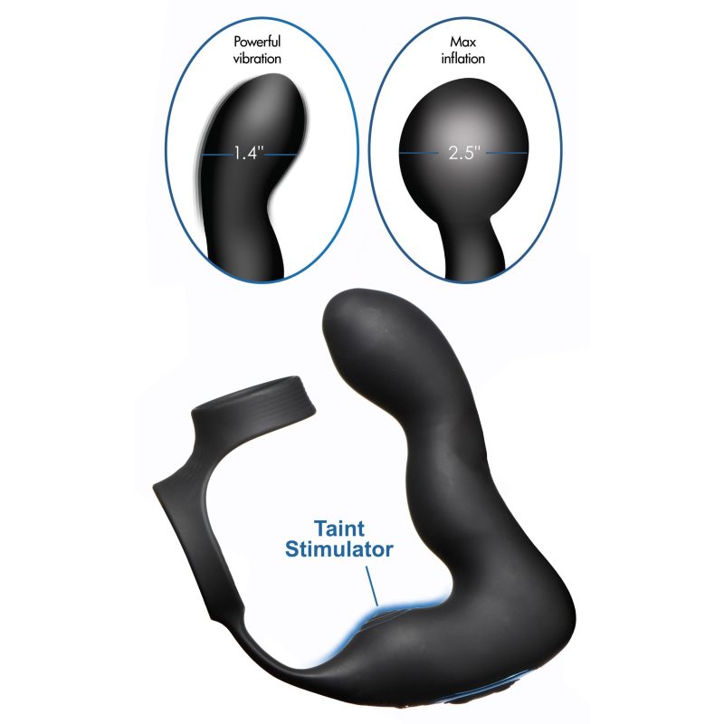 10X Inflatable and Vibrating Prostate Plug with Cock and Ball Ring - Prostate-Stimulator