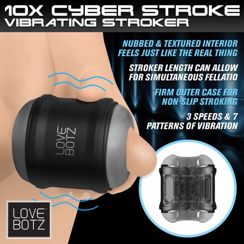 10X Cyber Stroke Vibrating Masturbator - Lovebotz