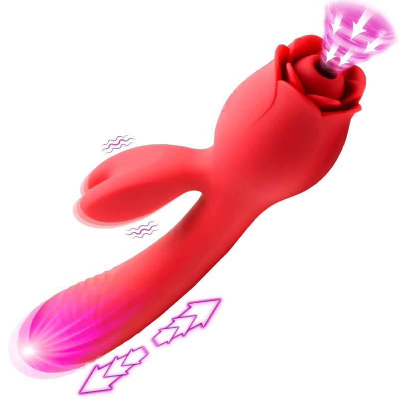 Blooming Bunny Sucking and Thrusting Silicone Rabbit Vibrator - Wand-Massagers