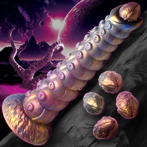 Deep Invader Tentacle Ovipositor Silicone Dildo with Eggs - Dildo Play