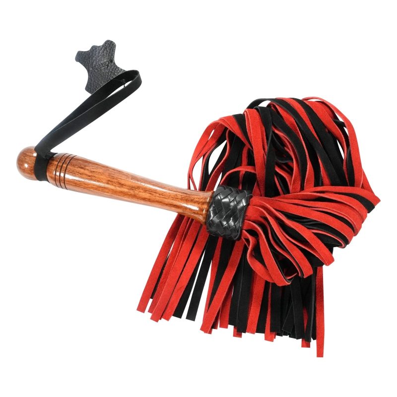 core by kink 30 calf suede leather flogger with designer wood handle 612358