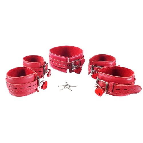 5 Piece Leather Collar Cuffs Set by Kink - Bundles