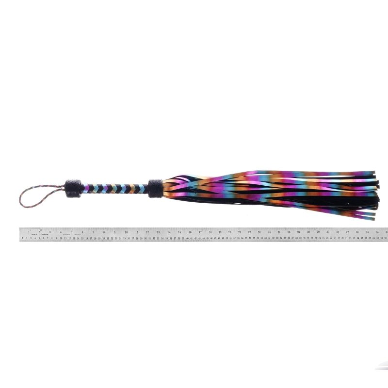 core by kink holographic rainbow leather flogger 135932