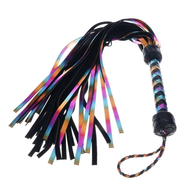 core by kink holographic rainbow leather flogger 587087