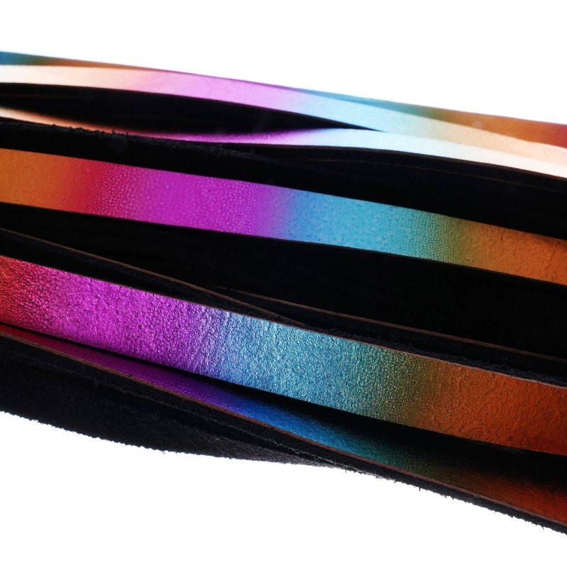 core by kink holographic rainbow leather flogger 632671