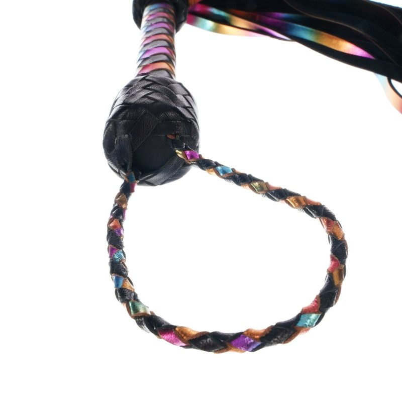 core by kink holographic rainbow leather flogger 646053