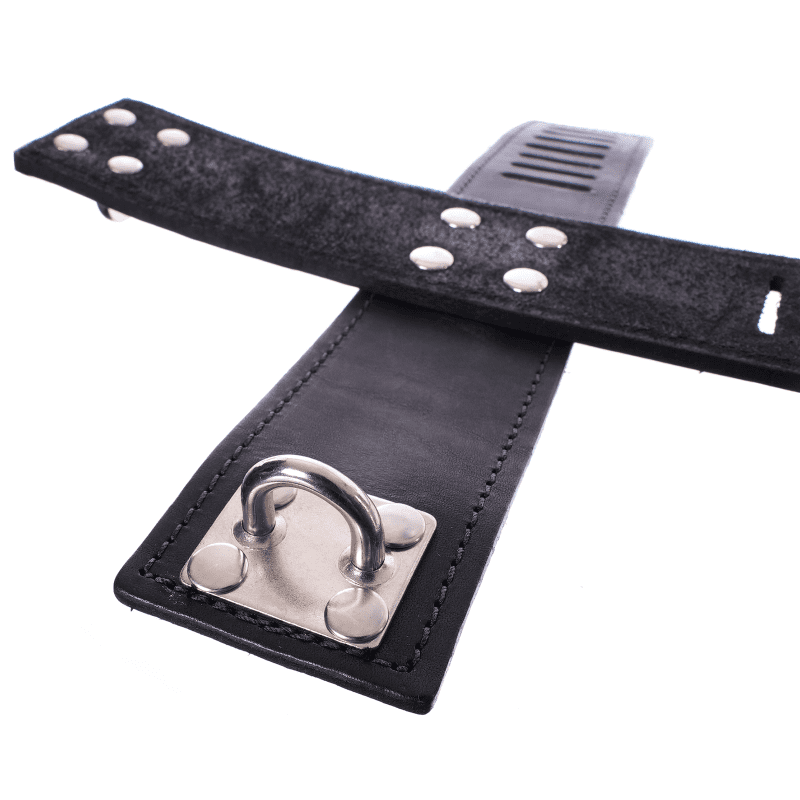 core by kink secure leather cross cuff with 2 love locks 466402