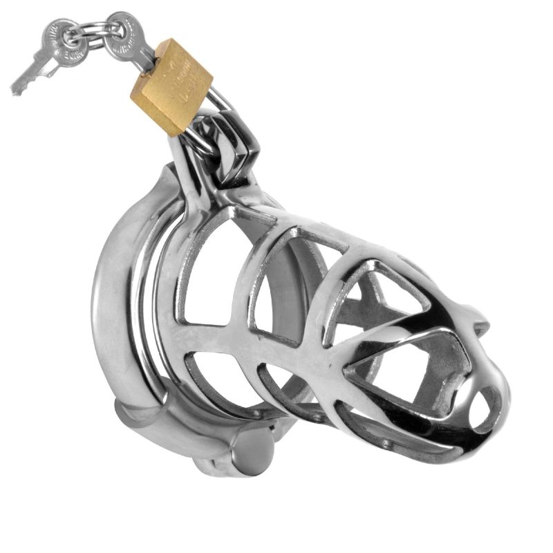 detained stainless steel chastity cage 594491