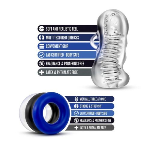 jerk off quickie kit stroker kit with cock rings 422991