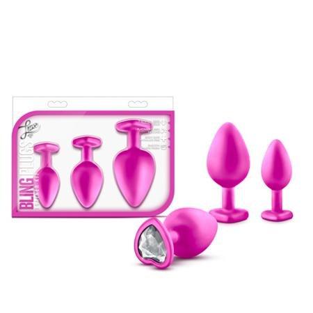 Blush Luxe 3-Piece Bling Plug Training Kit with White Gem Base Pink - Anal Play