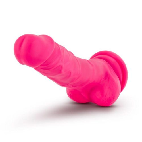 neo elite 75 inch silicone dual density dildo with balls neon pink 823633