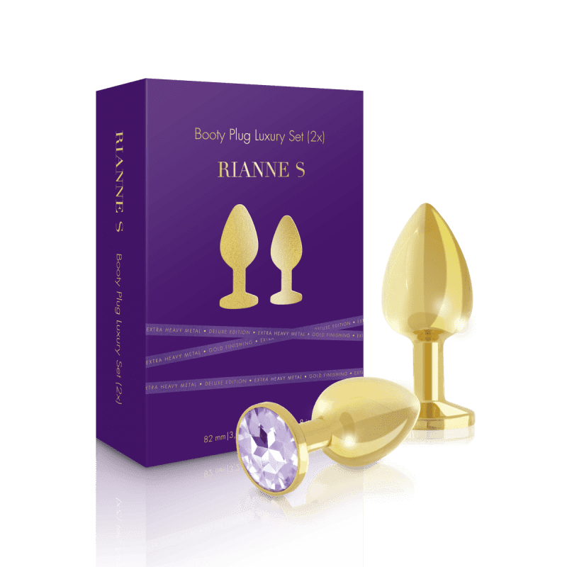 rianne s booty plug set 2 gold stainless steel gem butt plugs 213514