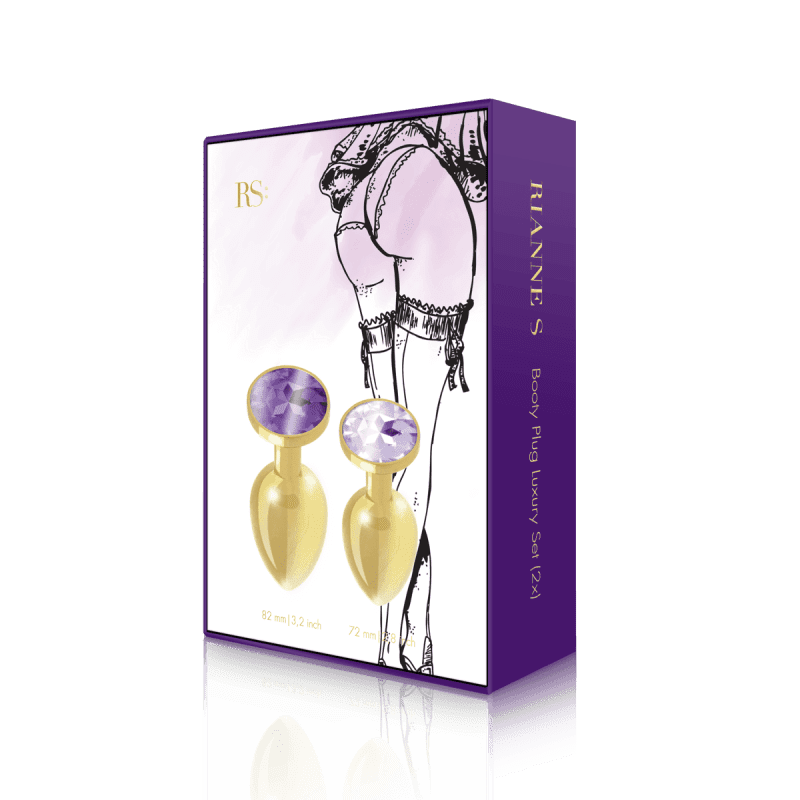 rianne s booty plug set 2 gold stainless steel gem butt plugs 624244