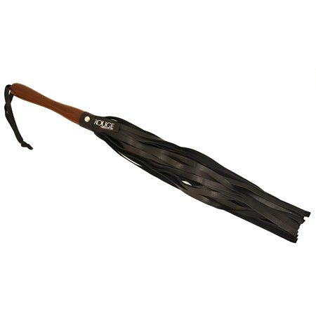 Rouge Wooden Handle Flogger Black - Bondage Play