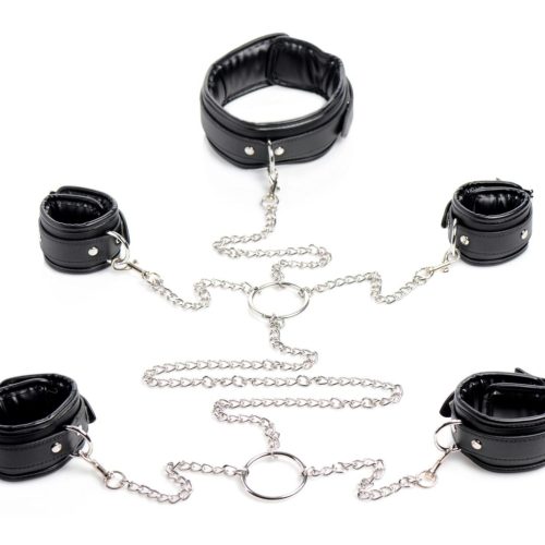 slave chained cuff and collar set 329334