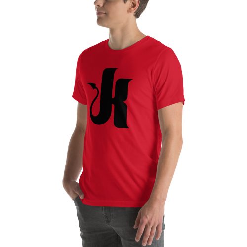 unisex staple t shirt red left front 67589ece61789